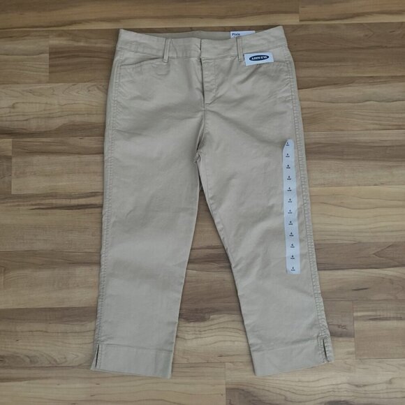 Old Navy Mid-Rise Pixie Cropped Chinos Women’s 4 Regular Khaki Tan NWT - Picture 1 of 8